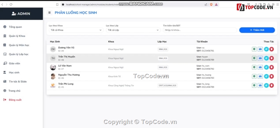 trường học,quản lý,full chức năng,Hệ thống quản lý
